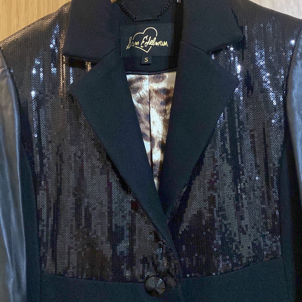 SOLD Sam Edelman Women’s Sequin Black Coat Size Small - Picture 7 of 13